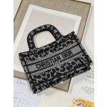 Dior Book Tote Grey Leopard Mini