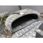 Dior Grey Letter Embroidery Saddle Bag 3351