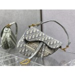 Dior Grey Letter Embroidery Saddle Bag 3351