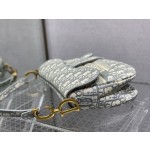 Dior Grey Letter Embroidery Saddle Bag 3351
