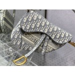 Dior Grey Letter Embroidery Saddle Bag 3351