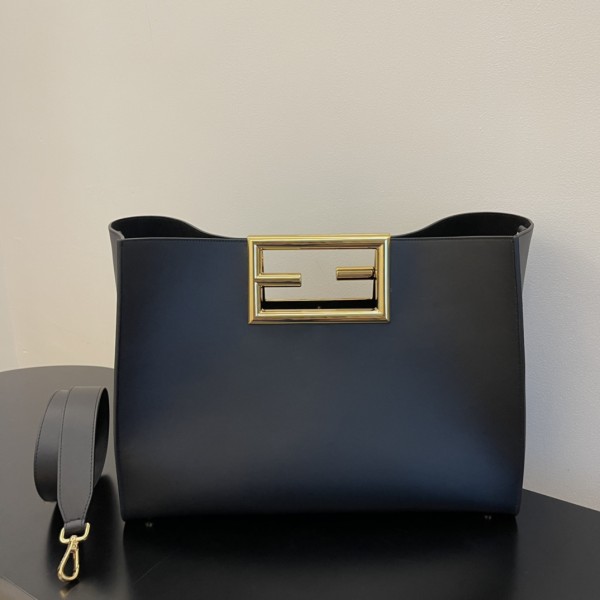 FENDI Large Black Way New Double F Buckle Bag