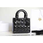 LADY four compartments black glossy patent leather rattan check ▪️DR-091