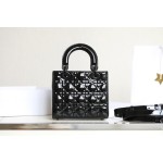 LADY four compartments black glossy patent leather rattan check ▪️DR-091