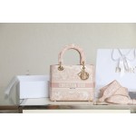 DIOR LADY-D-LITE five compartment toffee bag embroidered tiger pink