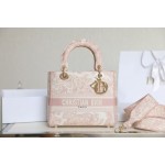 DIOR LADY-D-LITE five compartment toffee bag embroidered tiger pink