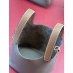 picotin18cm elephant gray and golden brown tc and swift leather gold buckle