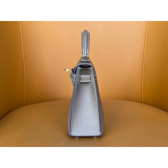 Mini Kelly 2nd generation elephant gray epsom leather