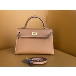 Mini Kelly 2nd generation gold brown gold buckle epsom leather