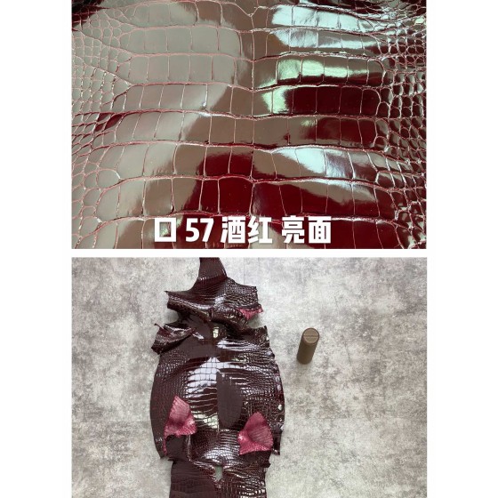 Hermès makes exclusive leather glossy American alligator:57 wine red