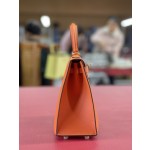 Kelly25 classic orange ep leather gold buckle