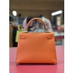 Kelly25 classic orange ep leather gold buckle