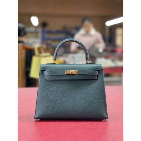 Kelly25 British green ep leather gold buckle