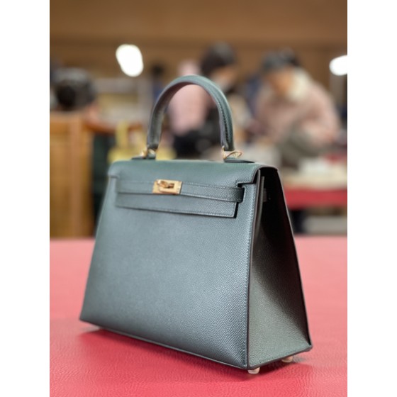 Kelly25 British green ep leather gold buckle