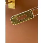 Kelly25 Golden Brown Saddle Leather Gold Buckle Outseam