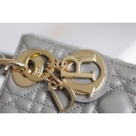 Lady grey rattan checkered lacquered GR original sheepskin mini Three compartments