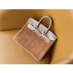 Birkin 25/30 Chestnut suede with swift Leather rose Gold Buckle