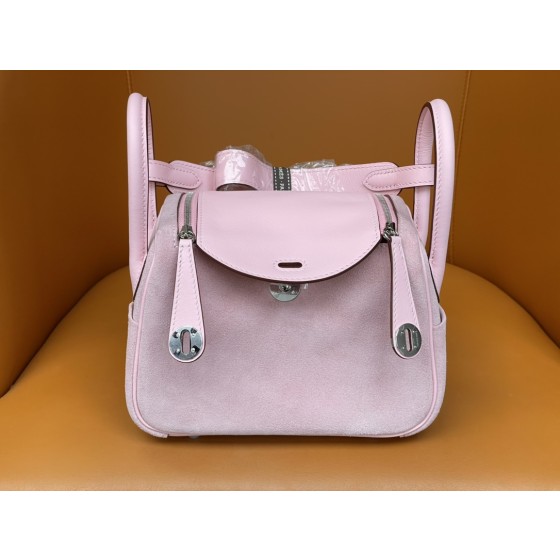 mini lindy3Q powder suede spelling swift leather silver buckle