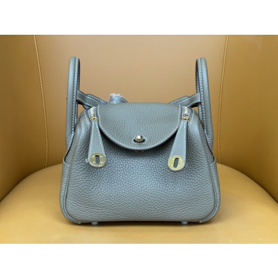 mini lindy elephant grey tc leather gold buckle