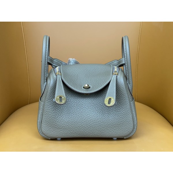 mini lindy elephant grey tc leather gold buckle
