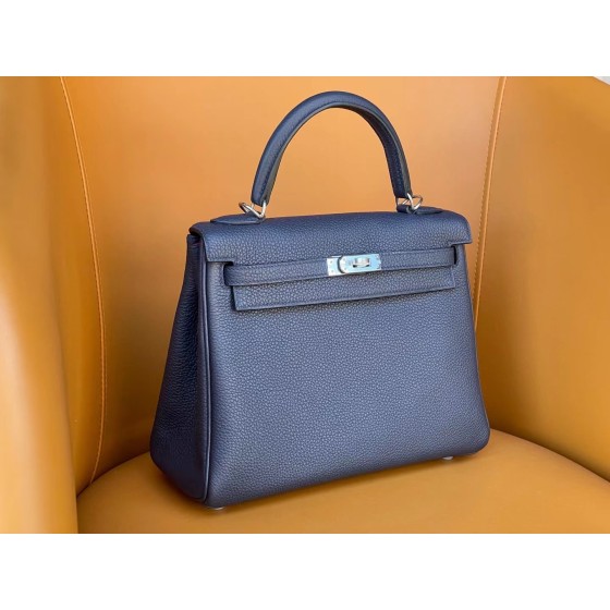 Kelly25 Midnight Blue Togo with Rose Purple