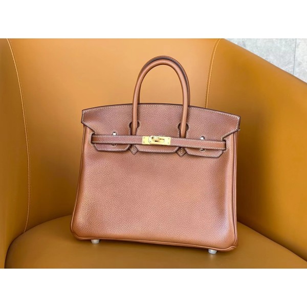 Birkin 25/30 Golden Brown Fubao leather is also the pelleted saddle leather