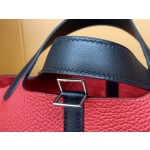 picotin18 tomato red tc with black swift leather silver buckle