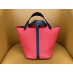 picotin18 tomato red tc with black swift leather silver buckle