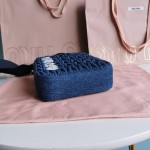MIU MIU 5BA220 Latest Embroidered Denim Little Tote