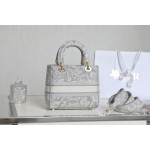DIOR LADY-D-LITE five compartment daffy bag embroidered tiger gray