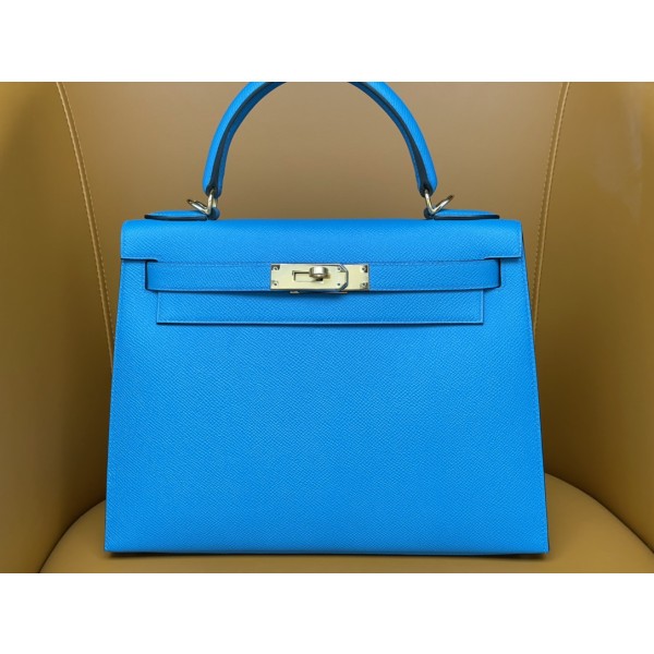 Kelly28 Izmir blue epsom leather