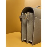 Roulis 19 elephant gray evercolor leather gold buckle