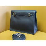 Kelly Danes black swift leather gold buckle