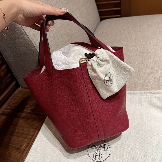 picotin18, K1 garnet red, handmade, French TC leather