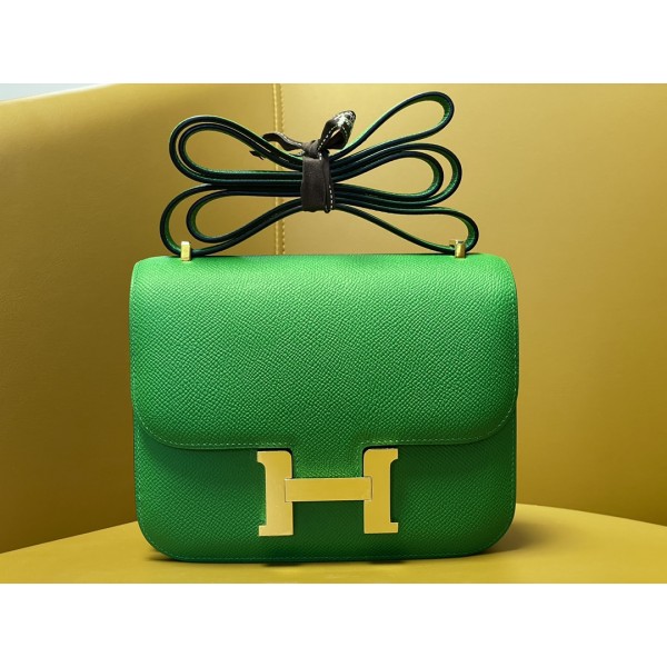 Kangkang 19 bamboo green epsom leather gold buckle