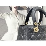 Dior five grid sheepskin black gold buckle 6605