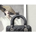 Dior five grid sheepskin black silver buckle 6605