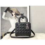 Dior five grid sheepskin black silver buckle 6605
