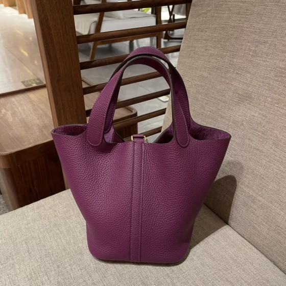 picotin18, P9 sea anemone purple, handmade, French TC leather