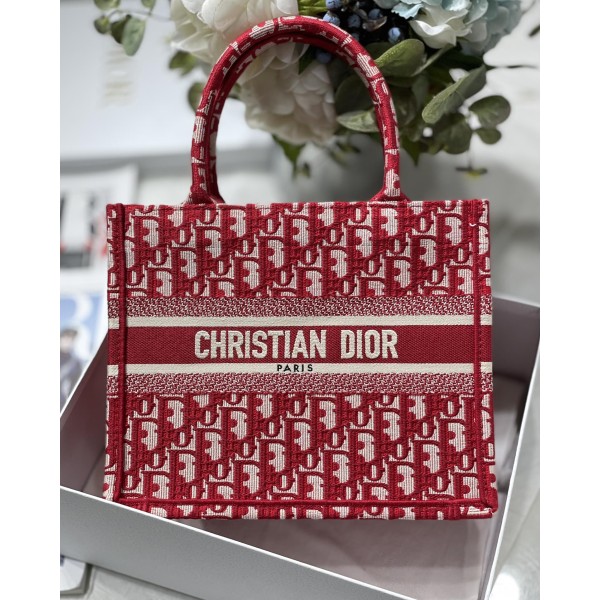 DIOR TOTE Classic Red Embroidery