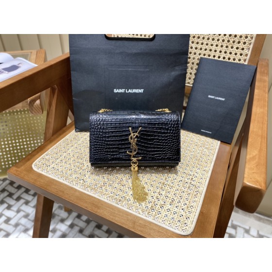 SAINT LAURENT #𝐊𝐚𝐭𝐞 20𝐜𝐦#474366 Original crocodile leather