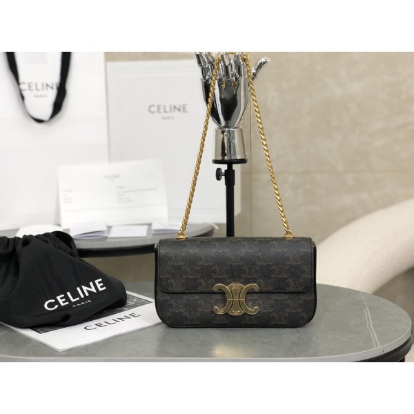 CELINE 𝑻𝒓𝒊𝒐𝒎𝒑𝒉𝒆 Chain Underarm Bag Model: 197993