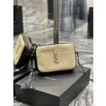 SAINT LAURENT 𝑳𝒐𝒖 Camera Bag_ Black with woven gold buckle Model: 520534