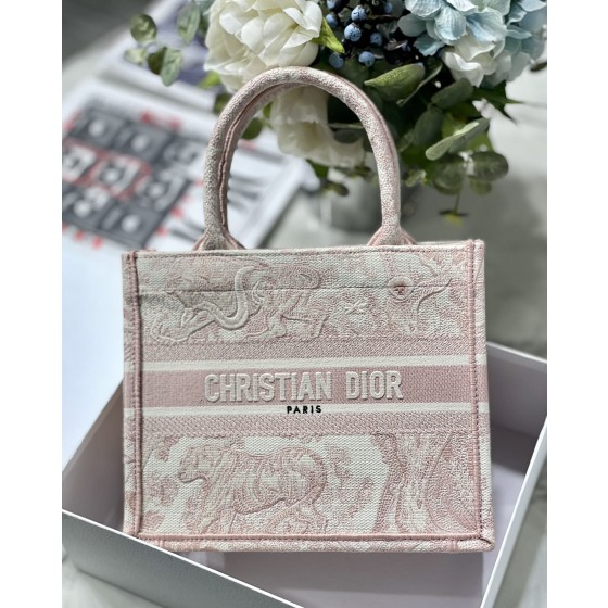 DIOR TOTE Pink tiger embroidery