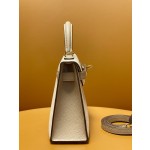 Mini Kelly second-generation milkshake white windbreaker gray epsom leather gold buckle