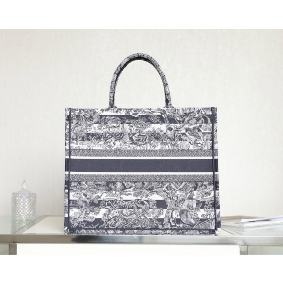 DIOR TOTE blue striped tiger pattern