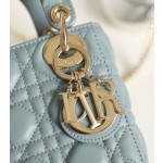 Lady haze blue vine checkered lacquered GR original sheepskin mini Three compartments