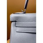 Kelly28 inseam j7 linen blue togo leather silver buckle