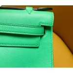 Mini Kelly generation 1K bamboo green swift silver buckle