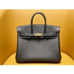 Bk25 black togo leather gold buckle